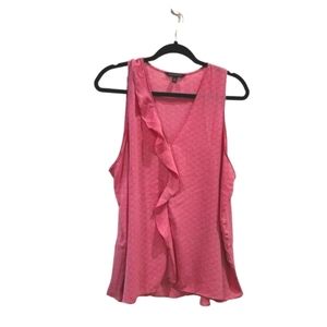 Banana Republic Sleeveless V-Neck Blouse | Pink with Geometric Pattern | Size XL